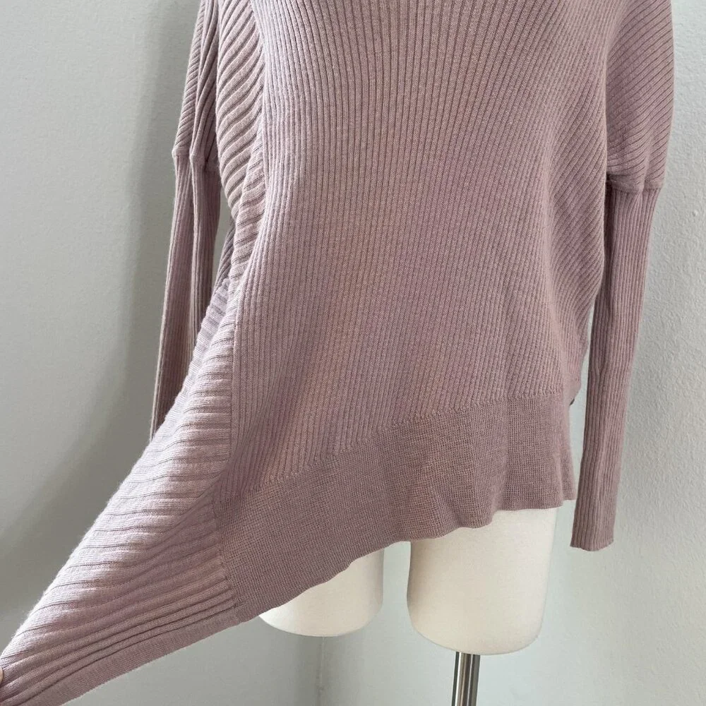 AllSaints Sweater Womens Small Pink Keld Olivo V Neck Asymmetrical‎ Hem Knit